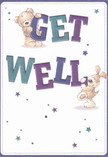 This get well card radiates the vibrant optimism cherished by Lambeth's community, capturing the essence of comfort through playful, heartwarming illustration. Leaping from a softly luminous cream background, an adorable teddy bear and an exuberant puppy find joy in balancing the bold, colourful letters that spell 'Get Well.' The indigo and teal hues of the text stand out with cheerful clarity, reminiscent of flower stalls brightening up Lower Marsh on a sunny day. Across the card, sparkling stars in blue, purple, and turquoise infuse the design with magical hope-a visual parallel to sending a bouquet blooming with local Lambeth charm. The illustrated textures of fur look irresistibly soft, almost inviting a gentle touch, echoing the tactile delight of a fresh floral arrangement from Lambeth Flowers. With every stroke and colour choice, this card carries not just a practical message, but a comforting, emotional presence-perfect for supporting a friend or family member's recovery journey anywhere from Vauxhall to Kennington. It's a small offering of kindness and encouragement, thoughtfully designed to raise spirits and share genuine warmth where it's needed most.